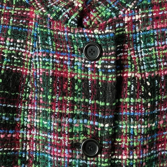 TALBOTS | Multicolored Tweed Wool Blend 90s Blazer Jacket Size 8P - Picture 6 of 9